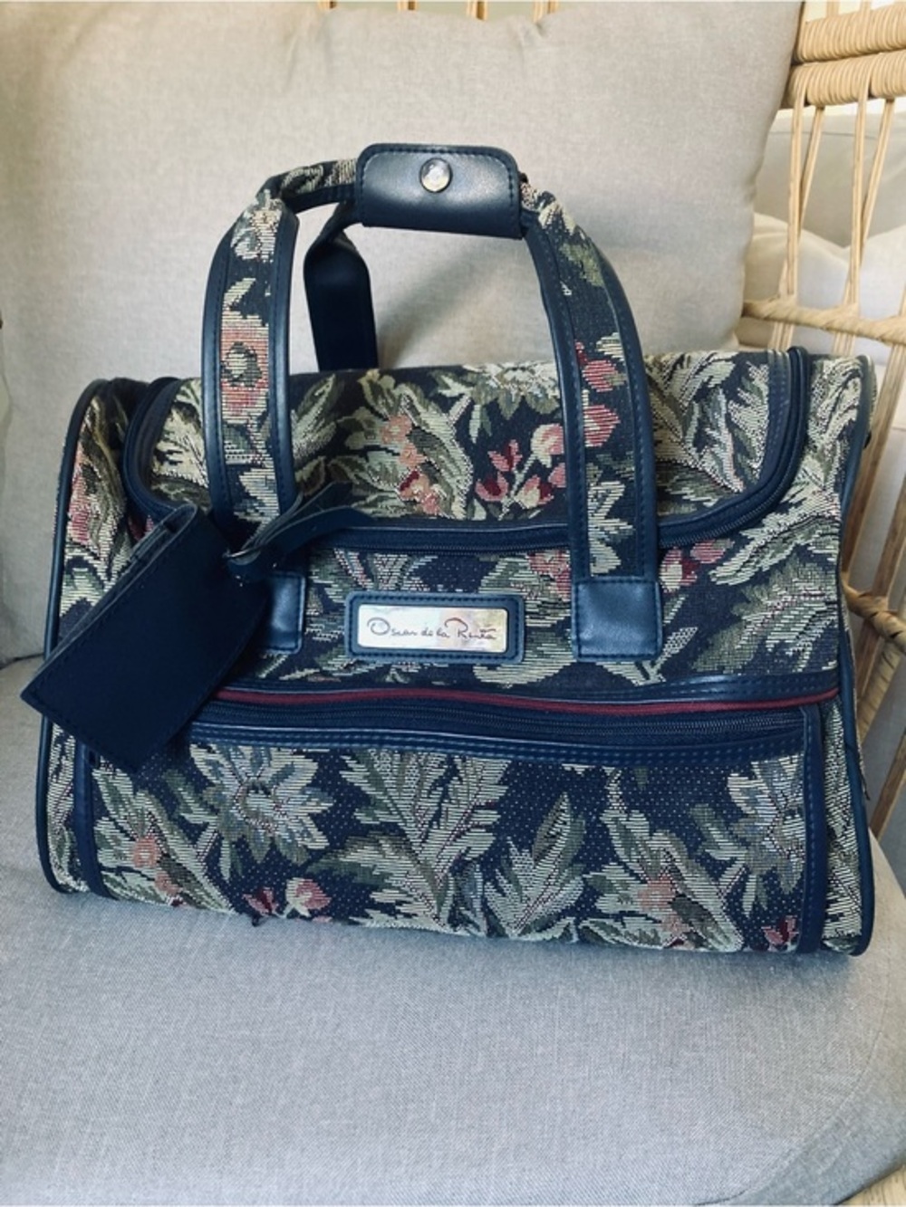 Vintage Oscar de la Renta Floral Tapestry Weekender Bag